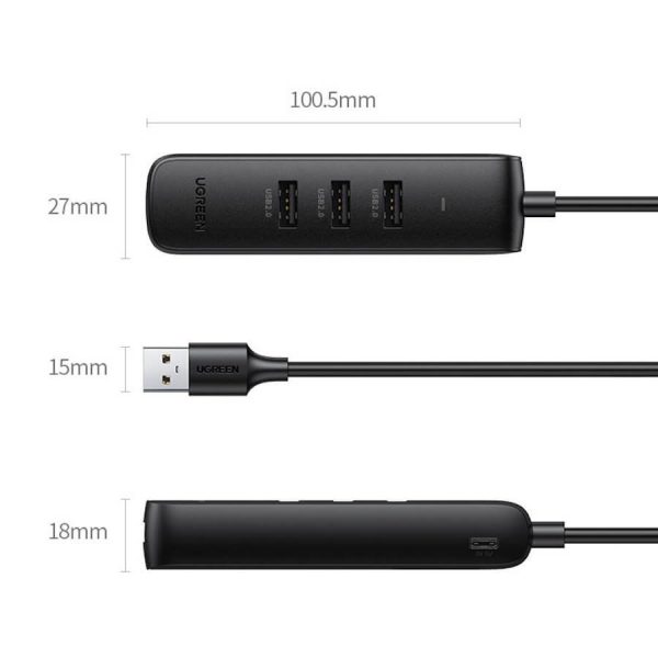 UGREEN 20984 USB 2.0 to 3 x USB2.0 with RJ45 (100Mbps) Ethernet Adapter (Black) - Image 10