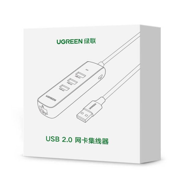 UGREEN 20984 USB 2.0 to 3 x USB2.0 with RJ45 (100Mbps) Ethernet Adapter (Black) - Image 11