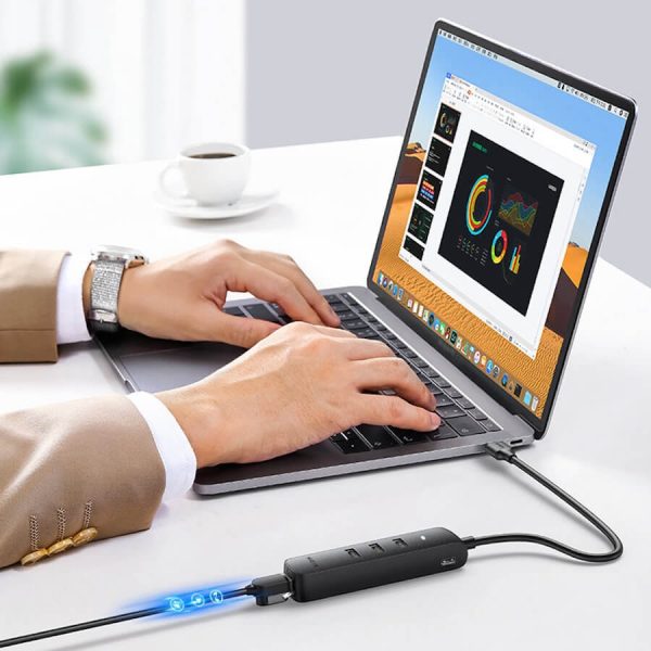 UGREEN 20984 USB 2.0 to 3 x USB2.0 with RJ45 (100Mbps) Ethernet Adapter (Black) - Image 4