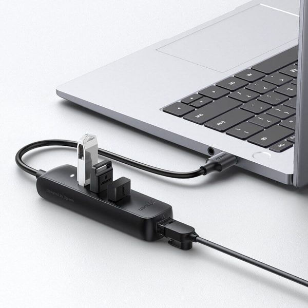 UGREEN 20984 USB 2.0 to 3 x USB2.0 with RJ45 (100Mbps) Ethernet Adapter (Black) - Image 5