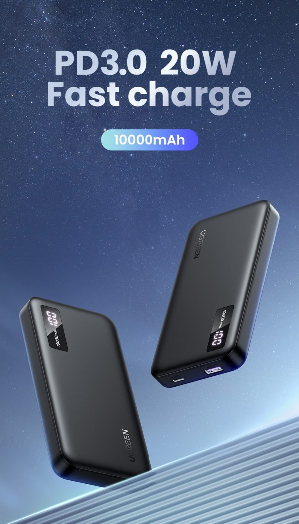 UGREEN 25742 10000mAh Two-way Fast Charging Power Bank Black - Image 5