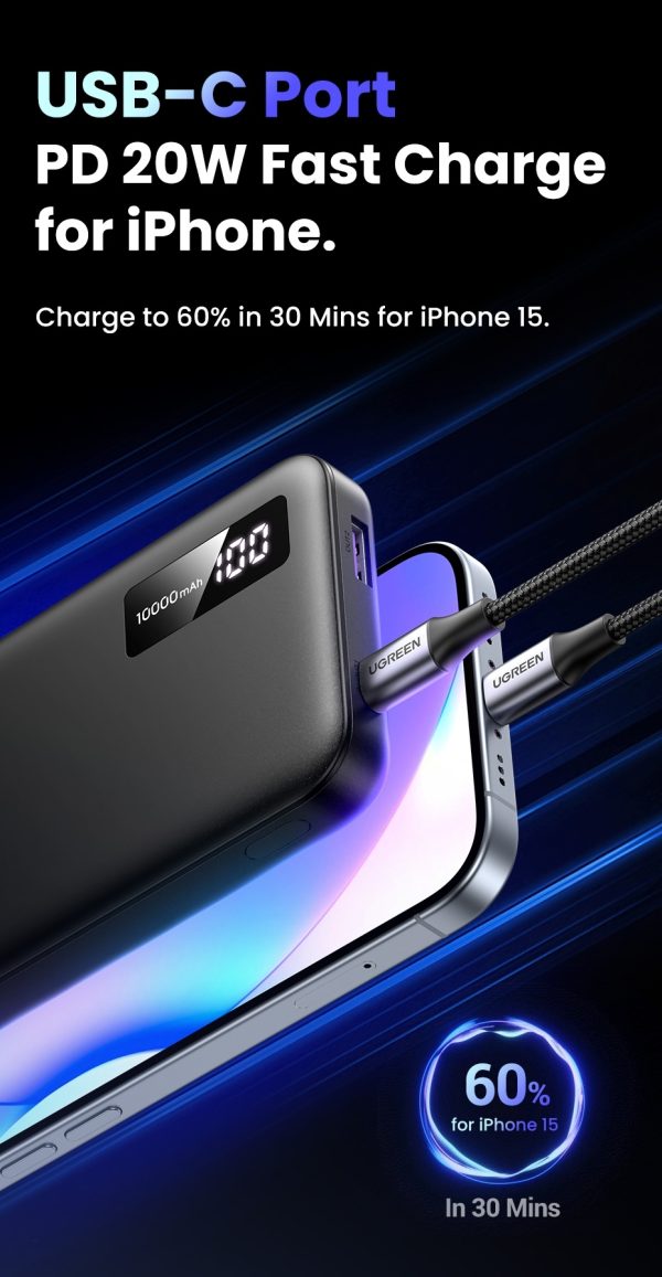 UGREEN 25742 10000mAh Two-way Fast Charging Power Bank Black - Image 6