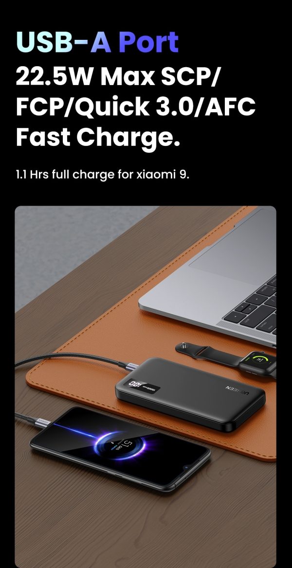 UGREEN 25742 10000mAh Two-way Fast Charging Power Bank Black - Image 8