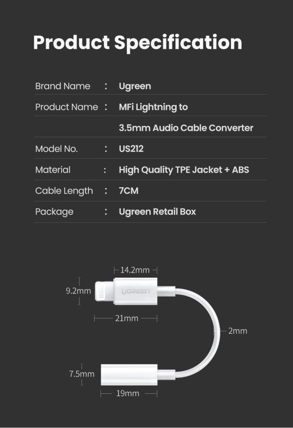 UGREEN 30759 iPhone 8-pin to 3.5mm Headphone Adapter - Image 9