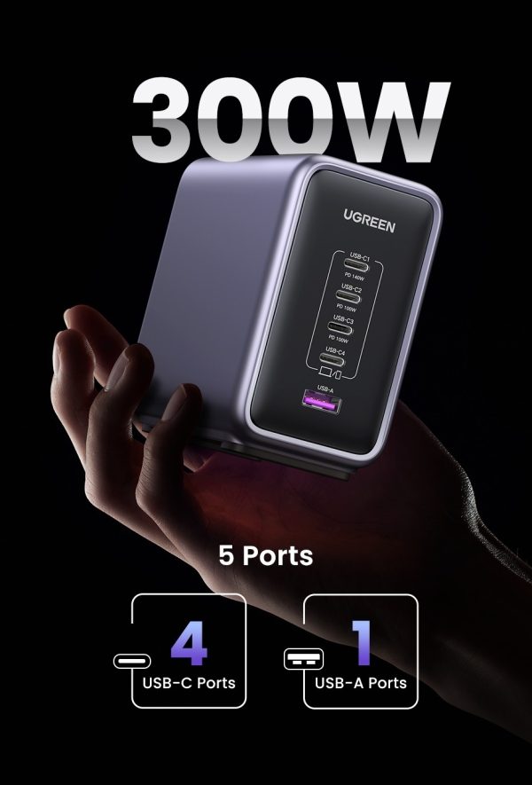 UGREEN 35045 Nexode 300W USB-C GaN 5-Port Desktop Charger - Image 3