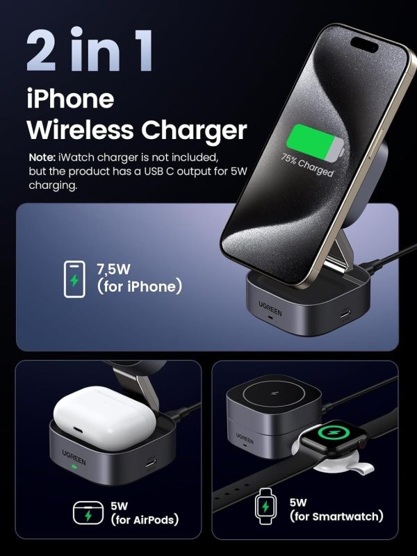 UGREEN 35278 2-in-1 Magsafe Wireless Charger with Stand - Image 5