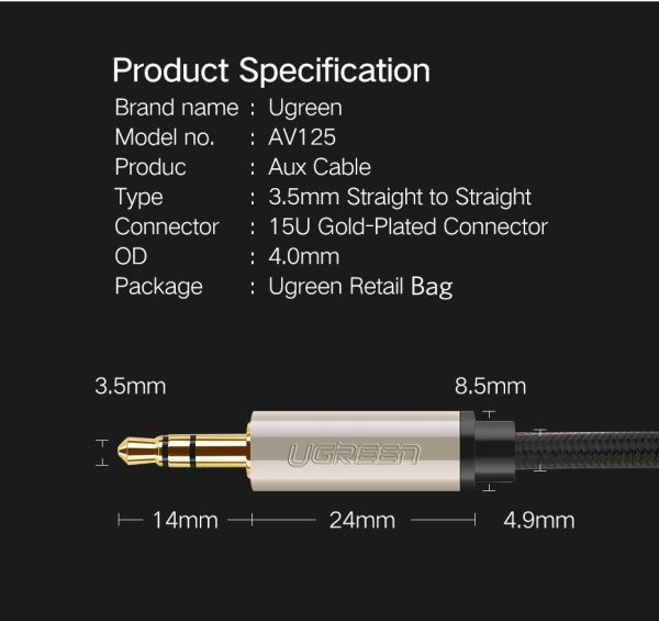 UGREEN 40787 Premium 3.5mm Male to 3.5mm Male Cable 15M - Image 3