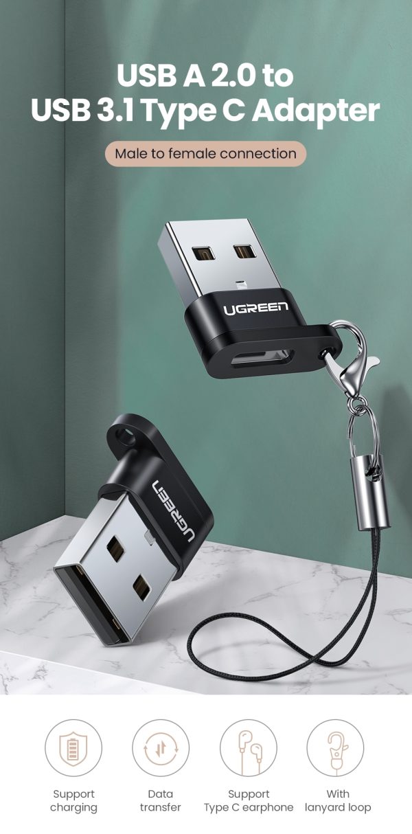 UGREEN 50568 USB-C 3.1 Female to USB-A 2.0 Male Adapter - Image 3