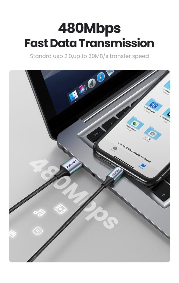 UGREEN 60163 USB-A to 8-pin iPhone Charging Cable 2M Silver - Image 5