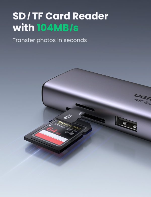 UGREEN 60515 USB-C to HDMI/Ethernet Adapter with Card Reader - Image 11
