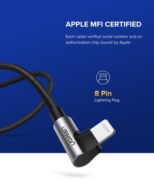 UGREEN 60521 USB-A to 8-pin 90 Degree Angel Cable 1M - Image 2