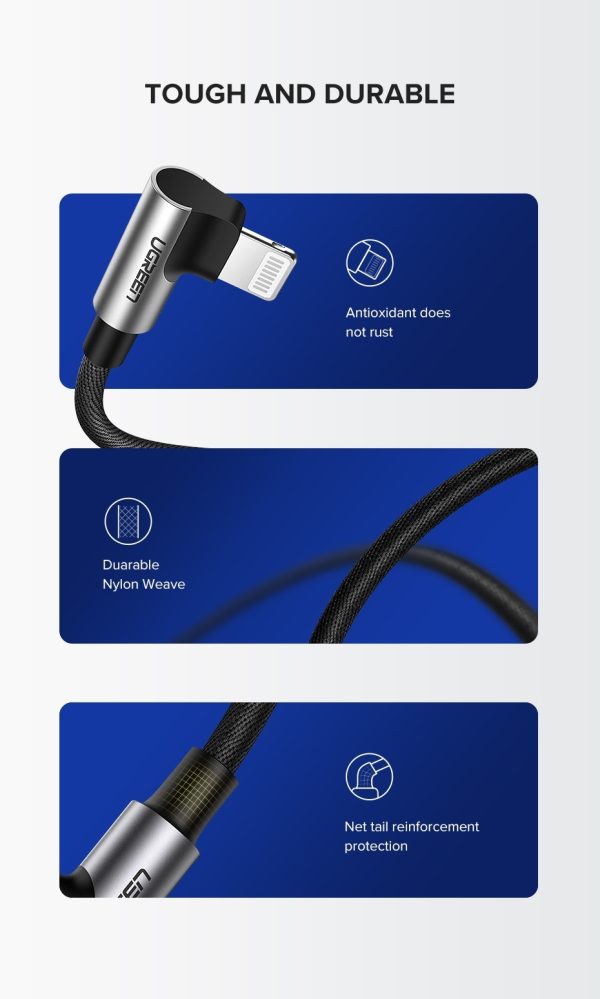 UGREEN 60521 USB-A to 8-pin 90 Degree Angel Cable 1M - Image 8