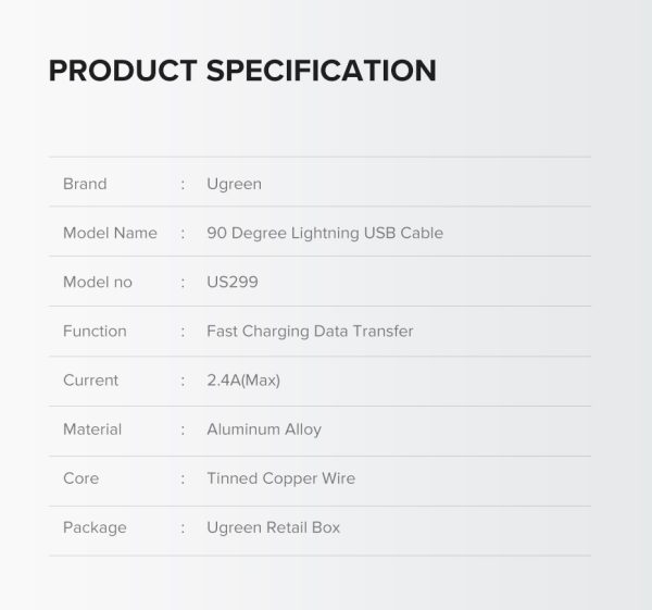UGREEN 60521 USB-A to 8-pin 90 Degree Angel Cable 1M - Image 11