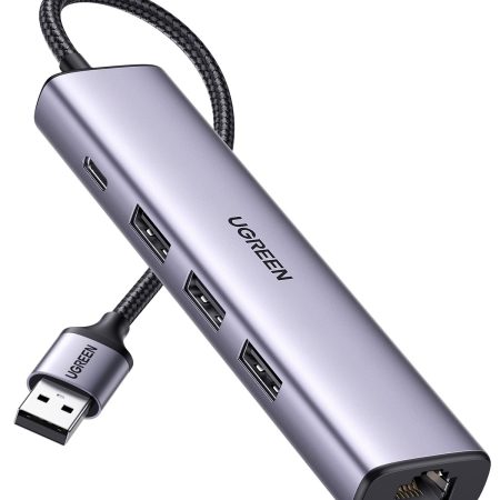 UGREEN 60554 USB 3.0 to Ethernet Adapter 5 in 1 Multiport Hub with Gigabit RJ45