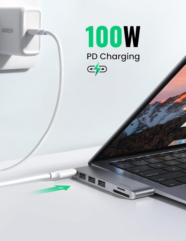 UGREEN 60560 USB-C Hub for MacBook Aluminum Type-C Adapter with 3 USB 3.0 100W - Image 5