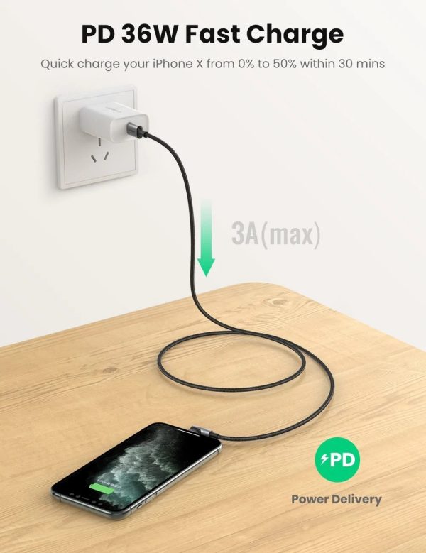 UGREEN 60763 90 Degree USB-C to iPhone 8-pin Cable 1M - Image 2