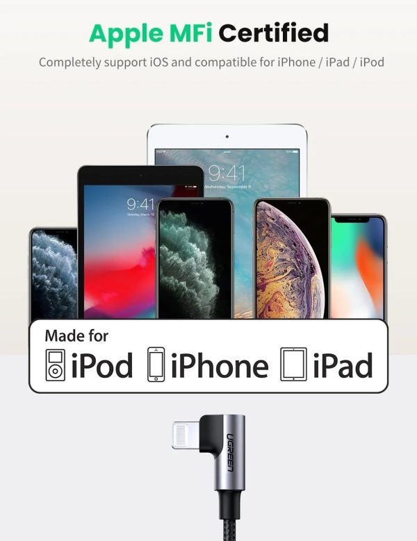 UGREEN 60763 90 Degree USB-C to iPhone 8-pin Cable 1M - Image 7