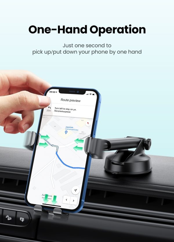 UGREEN 60990 Gravity Phone Holder with Suction Cup (Black) - Image 6