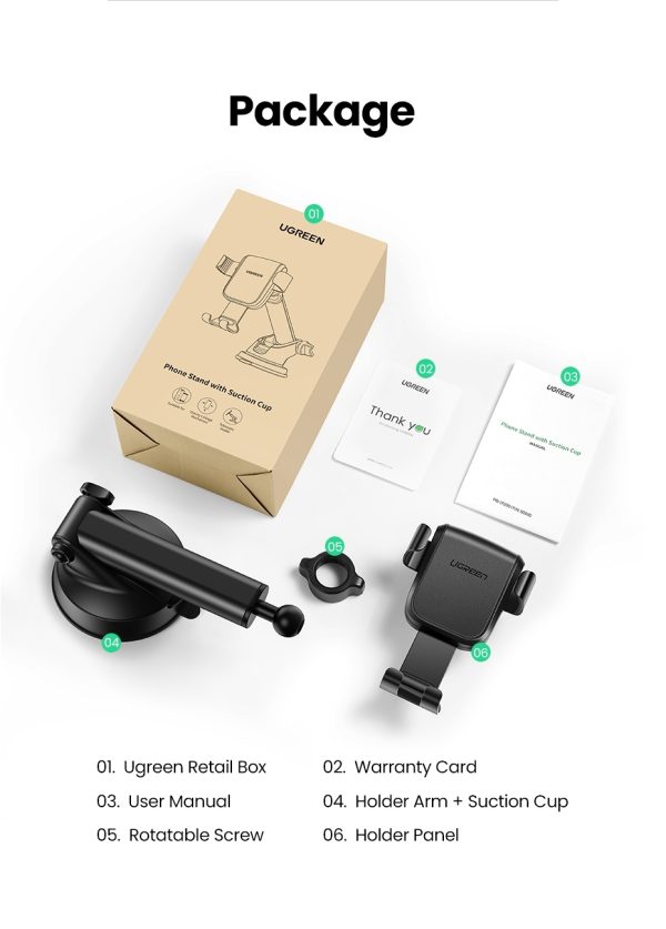 UGREEN 60990 Gravity Phone Holder with Suction Cup (Black) - Image 10