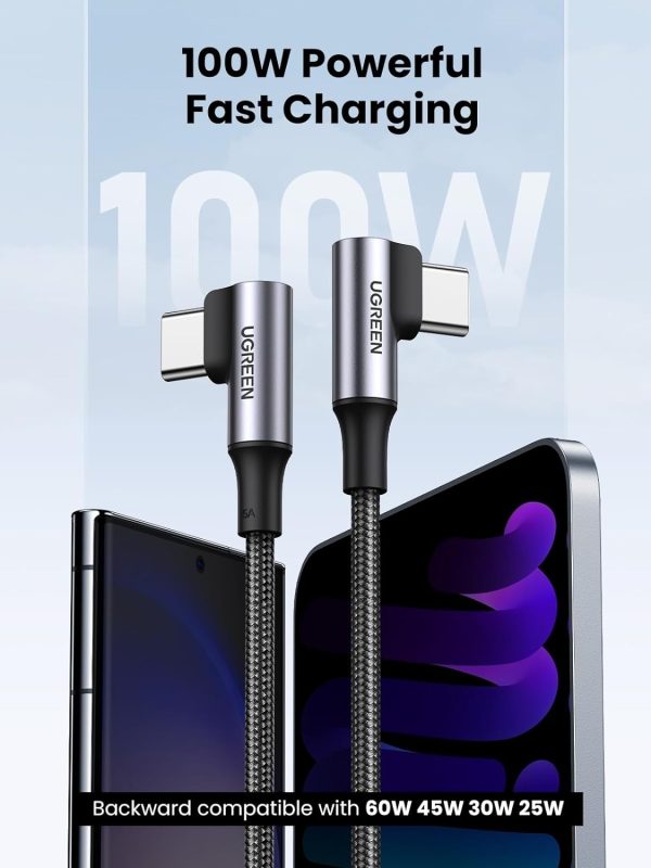 UGREEN 70698 Right Angle 100W USB C Cable 2M - Image 2