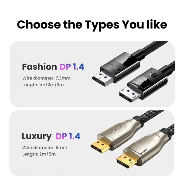 UGREEN 80393 DP V1.4 Male to Male Plastic Case Braided Cable 3M - Image 8