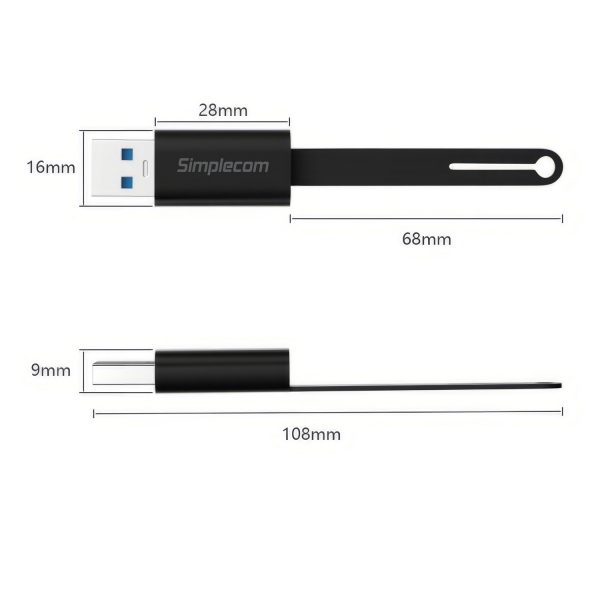Simplecom CA132 USB-A Male to USB-C Female Adapter USB 3.2 Gen 2 Data & Charging Double-Side 10Gbps - Image 4