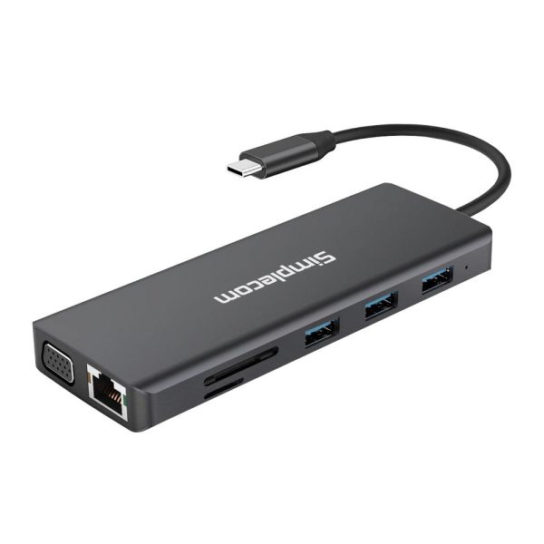 Simplecom CHN612 USB-C 12-in-1 Multiport Docking Station Dual HDMI + VGA Triple Display Gigabit LAN - Image 2