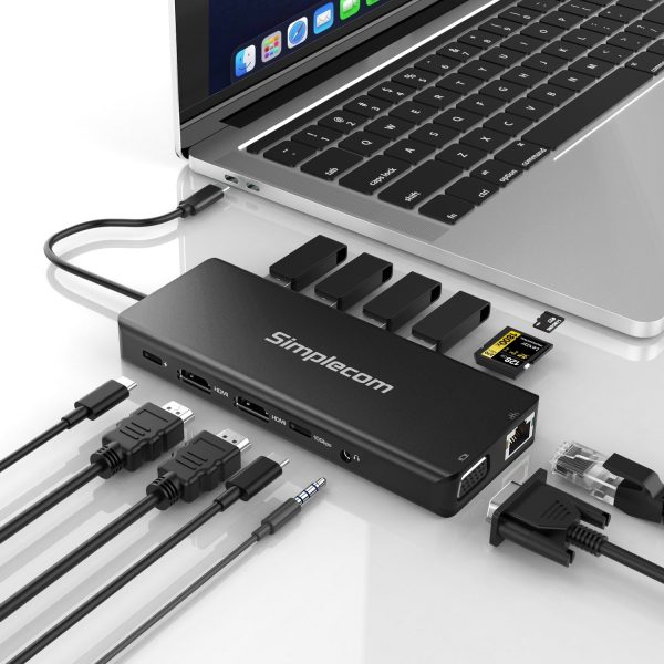 Simplecom CHN613 USB-C 13-in-1 Multiport Docking Station Dual HDMI + VGA Triple Display USB 3.2 Gen 2 10Gbps - Image 5