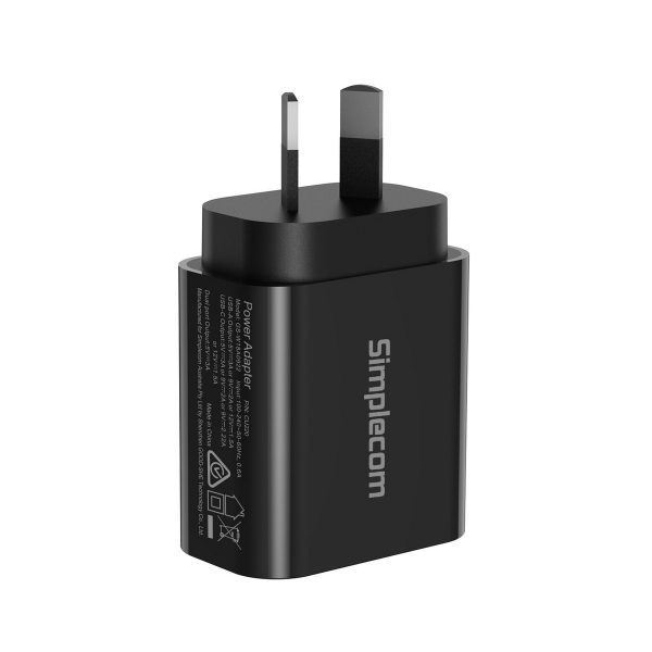 Simplecom CU220 Dual Port PD 20W Fast Wall Charger USB-C + USB-A for Phone Tablet - Image 3