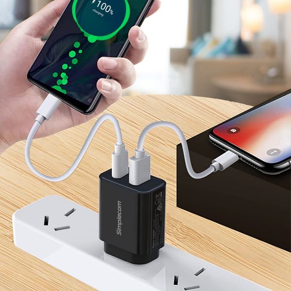 Simplecom CU220 Dual Port PD 20W Fast Wall Charger USB-C + USB-A for Phone Tablet - Image 5