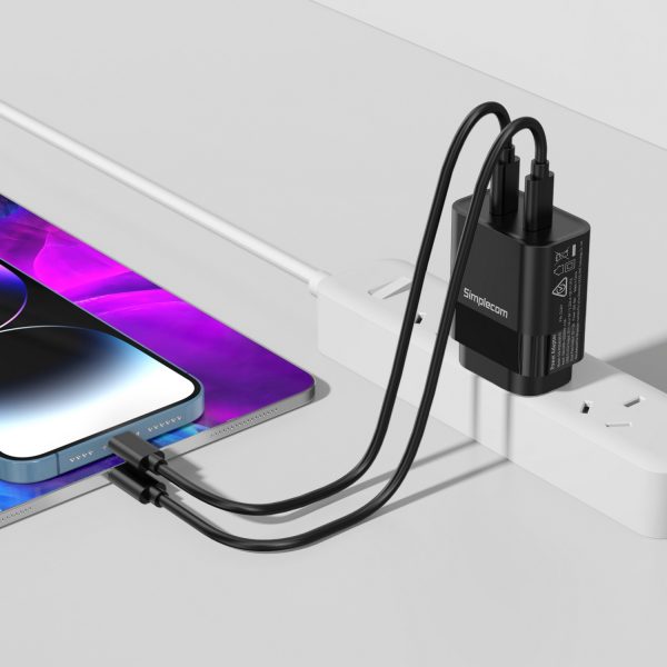 Simplecom CU221 Dual USB-C Fast Wall Charger PD 20W for Phone Tablet - Image 4