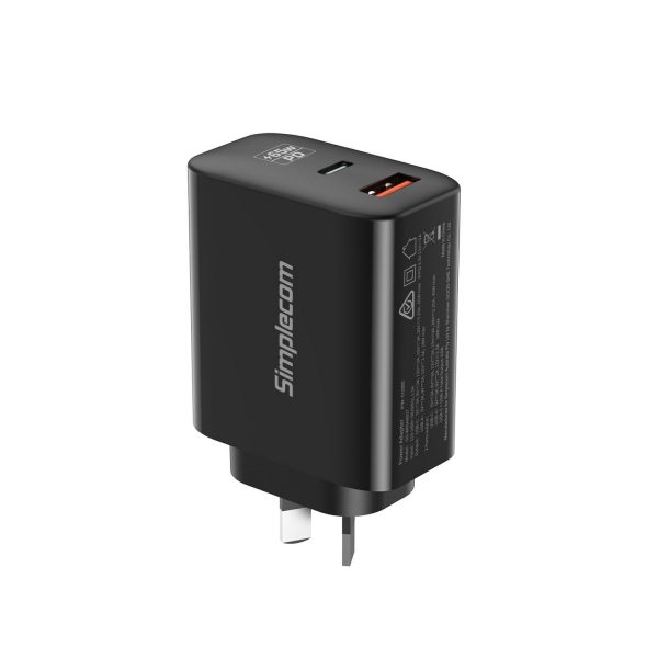 Simplecom CU265 Dual Port PD 65W GaN Fast Wall Charger USB-C + USB-A for Phone Laptop - Image 2