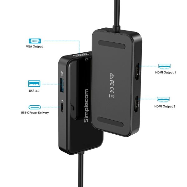 Simplecom DA451 5-in-1 USB-C Multiport Adapter MST Hub with VGA and Dual HDMI - Image 5