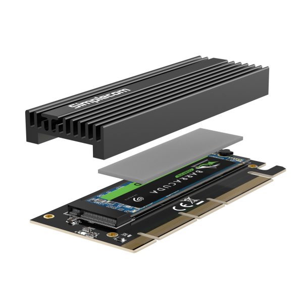 Simplecom EC415B NVMe M.2 SSD to PCIe x4 x8 x16 Expansion Card with Aluminium Heat Sink Black - Image 5