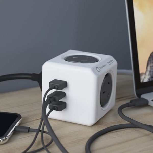 Allocacoc PowerCube Extended 4 Outlets 2 USB-A + 1 USB-C PD 20W with Surge 1.5M Grey (11407-AUEUAC) - Image 2