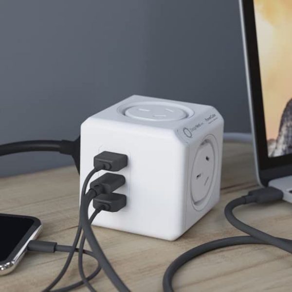 Allocacoc PowerCube Extended 4 Outlets 2 USB-A + 1 USB-C PD 20W with Surge 1.5M White (11407-AUEUAC) - Image 2
