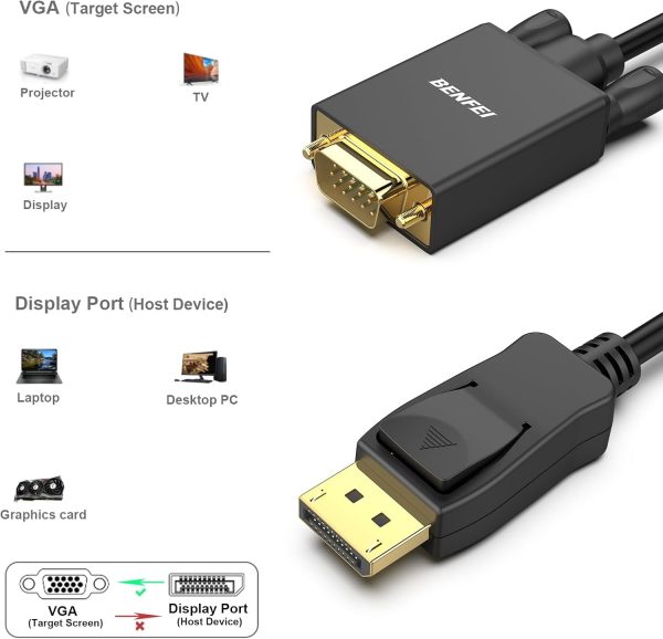BENFEI DisplayPort to VGA Cable 1.8M - Image 2