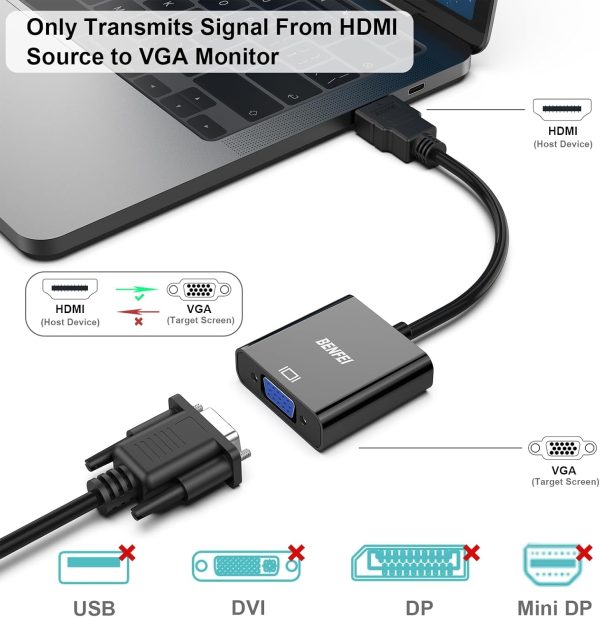 BENFEI HDMI to VGA Gold-Plated HDMI to VGA Adapter - Image 4