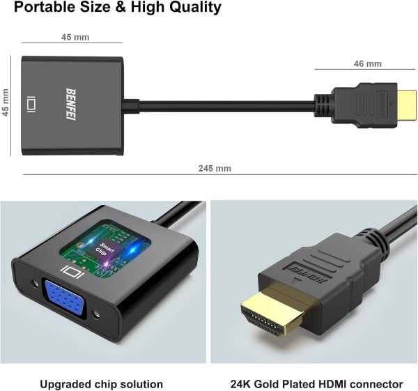 BENFEI HDMI to VGA Gold-Plated HDMI to VGA Adapter - Image 6
