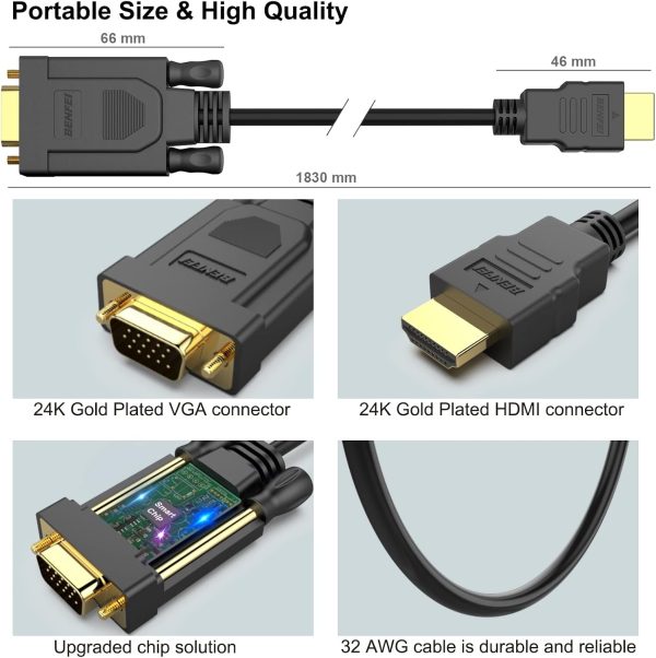 BENFEI HDMI to VGA Male to Male1.8M Cable - Image 5