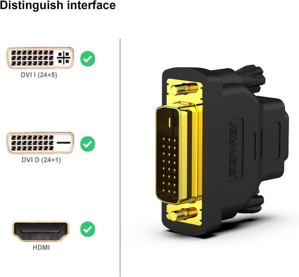 BENFEI DVI to HDMI, Bidirectional DVI to HDMI Male to Female 2 Pack - Image 2
