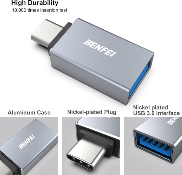 BENFEI USB C to USB 3.0 Adapter, USB C to A Male to Female Adapte - Image 2