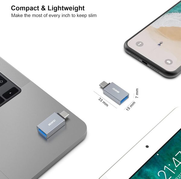 BENFEI USB C to USB 3.0 Adapter, USB C to A Male to Female Adapte - Image 5