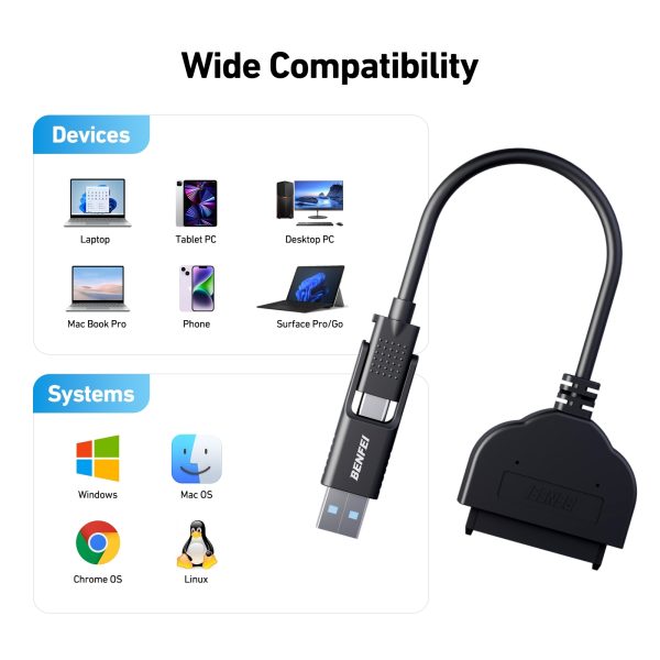 BENFEI 2in1 USB-C/USB 3.0 to SATA III Hard Driver Adapter - Image 3