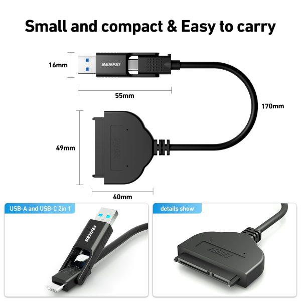BENFEI 2in1 USB-C/USB 3.0 to SATA III Hard Driver Adapter - Image 4
