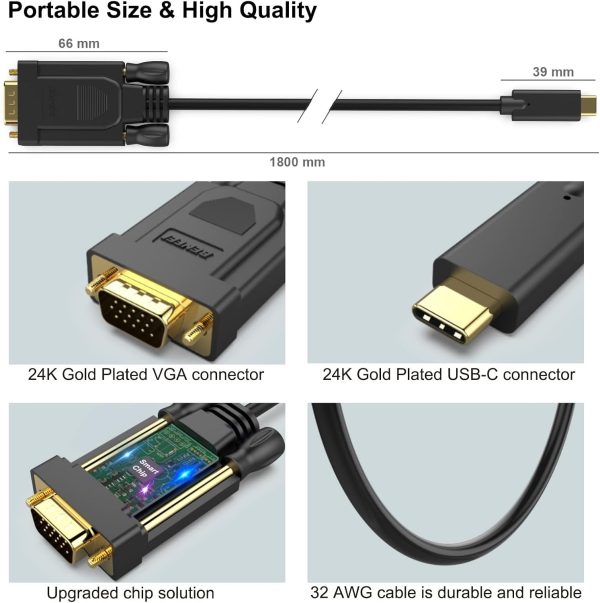 BENFEI USB C to VGA 1.8m (6 Feet) Cable - Image 6