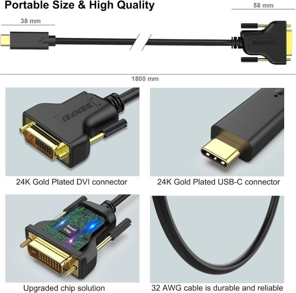 BENFEI USB C to DVI Cable 1.8m - Image 5