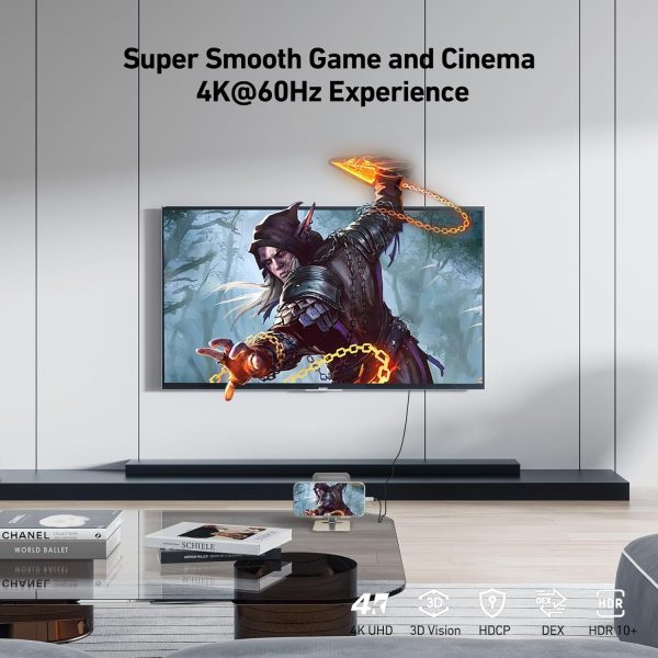 BENFEI 206GY-3F USB-C to HDMI 0.9M Cable 4K@60Hz, Aluminum Shell, Nylon Braided - Image 2