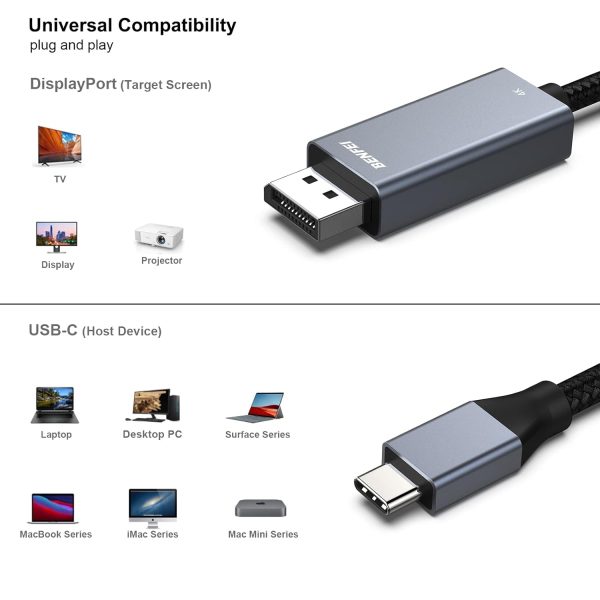 BENFEI USB-C to DisplayPort 3M (10 Feet) Cable(8K@60Hz 4K@144Hz) - Image 5