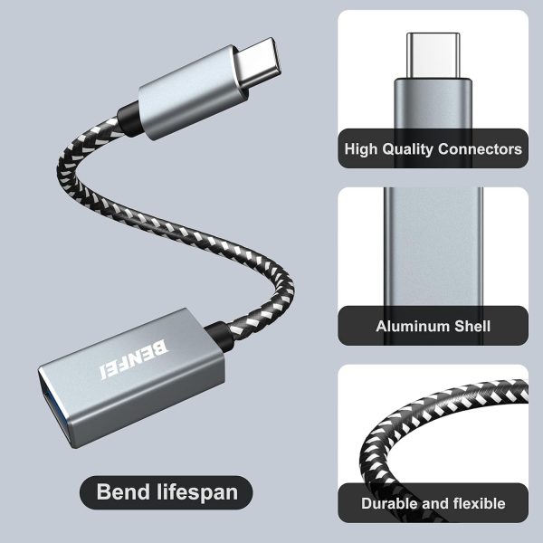 BENFEI 262GY-2P USB 3.0 USB-C to USB-A Adapter (2-pack) - Image 5